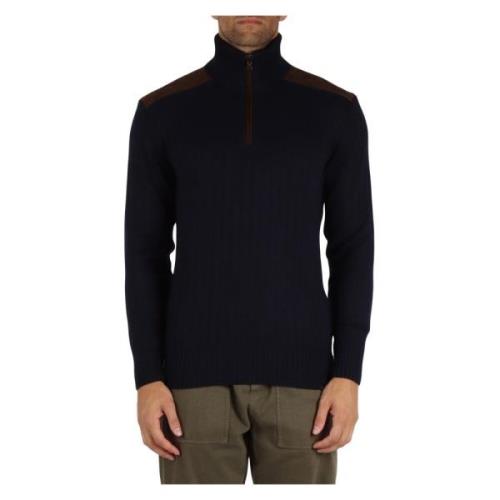 Zip Wool & Cashmere Sweater met Suede Inserts Paul & Shark , Blue , He...