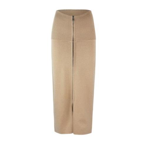 Hoge taille wolmix rok Sportmax , Beige , Dames