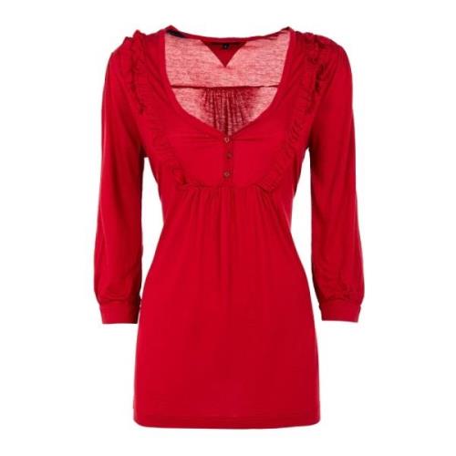 Rode Lange Mouw Blouse Caroline Top Tommy Hilfiger , Red , Dames