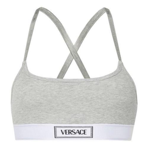 Vintage Logo Geborduurd Grijs Ondergoed Versace , Gray , Dames