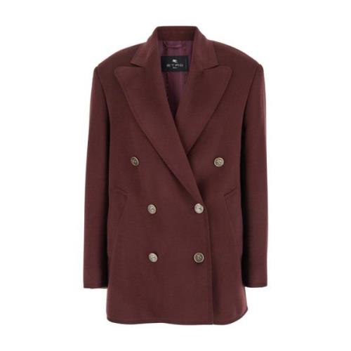 Bordeaux Oversize Caban Coat Etro , Red , Dames