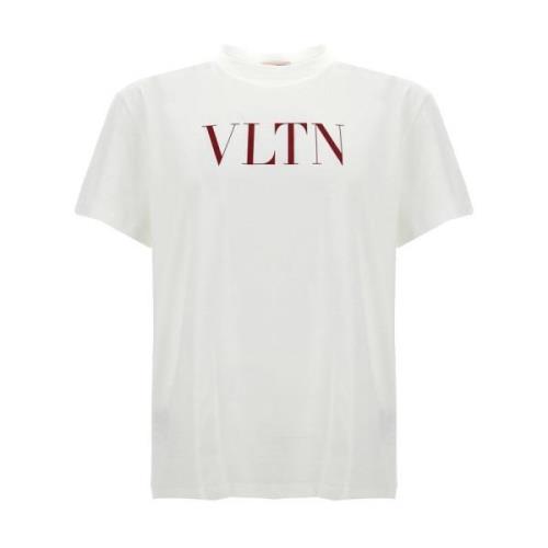 Wit Vltn Print Crew Neck T-shirt Valentino Garavani , White , Heren