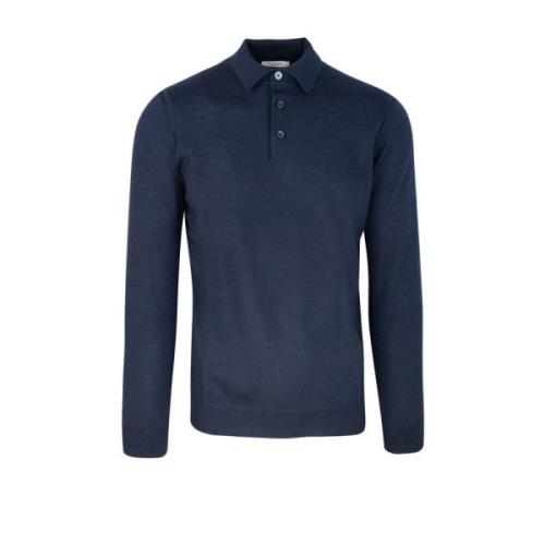 Blauwe Polo Regular Fit 100% Scheerwol Paolo Pecora , Blue , Heren