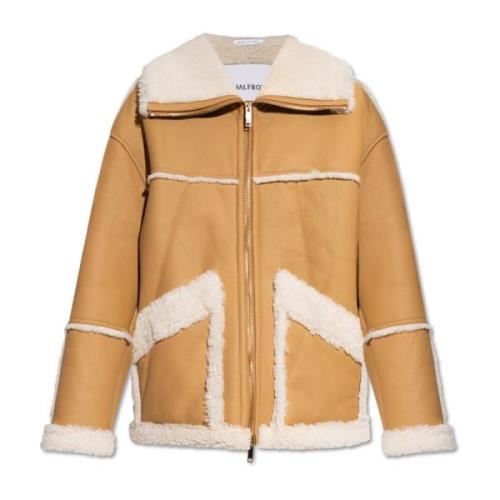 Shearling jas met zakken Halfboy , Brown , Dames