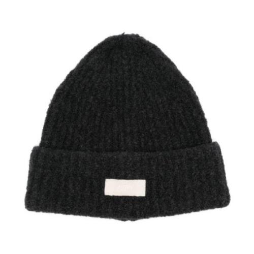 Grijze Wol Logo Patch Beanie Hoed Autry , Gray , Heren