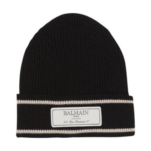 label beanie Balmain , Black , Heren