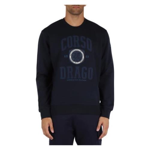 Comfort Fit Katoenen Sweater Aeronautica Militare , Blue , Heren