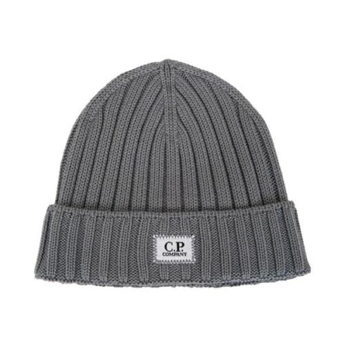 Grijze Wol Beanie met Borduursel C.p. Company , Gray , Unisex