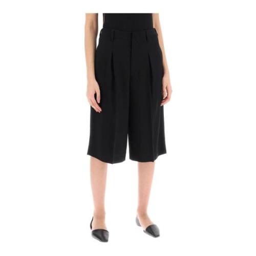 Wijduitlopende Bermuda shorts van wol Ami Paris , Black , Dames