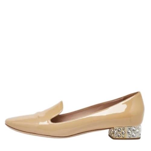 Pre-owned Leather flats Miu Miu Pre-owned , Beige , Dames