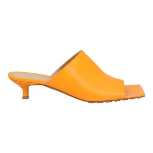 Leather sandals Bottega Veneta , Orange , Dames