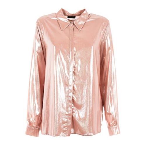 Metallic Pearl Rose Shirt Outlet Prijs Liu Jo , Pink , Dames