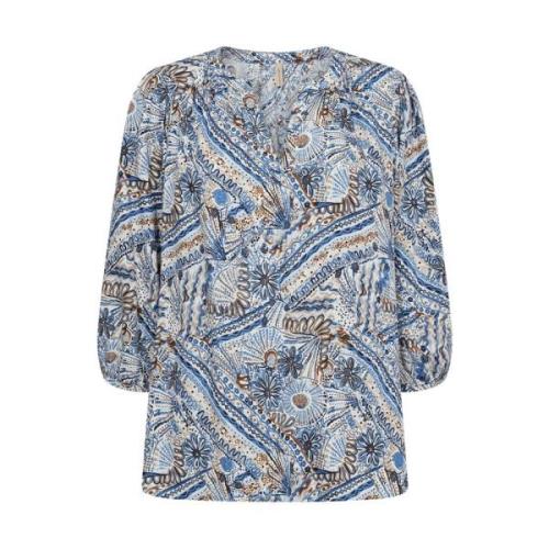 Blauwe blouse met pofmouwen Soyaconcept , Blue , Dames