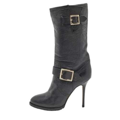 Pre-owned Leather boots Jimmy Choo Pre-owned , Black , Dames