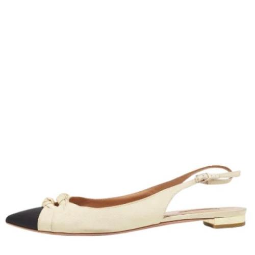 Pre-owned Fabric flats Aquazzura Pre-owned , Beige , Dames