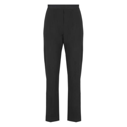 Zwarte Wollen Broek Elastische Taille Msgm , Black , Dames