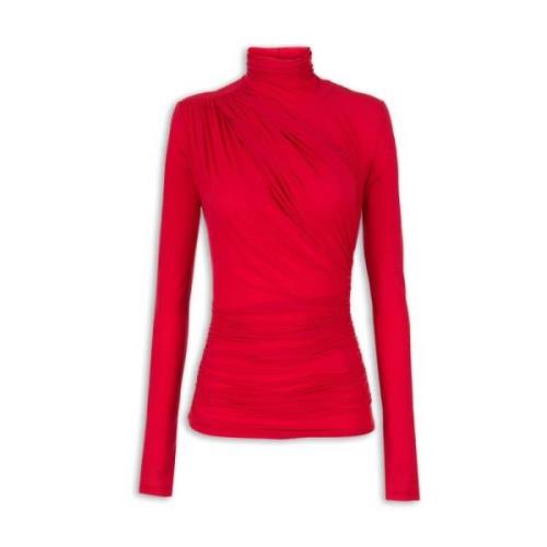 Rode Jersey Top met Hoge Kraag Aniye By , Red , Dames