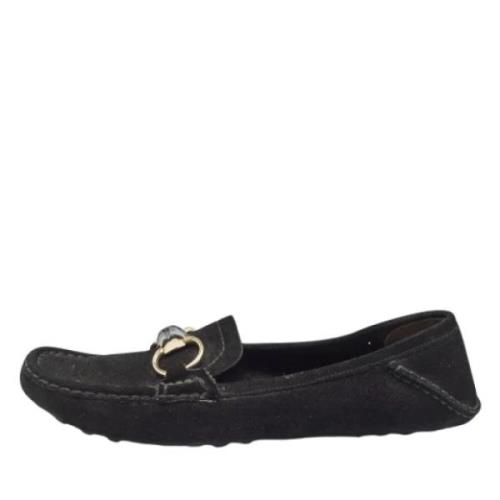 Pre-owned Suede flats Gucci Vintage , Black , Dames