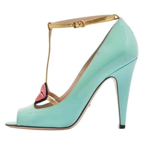 Pre-owned Leather heels Gucci Vintage , Blue , Dames