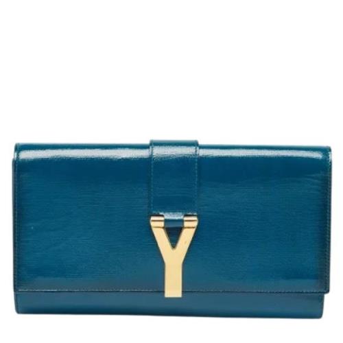 Pre-owned Leather clutches Yves Saint Laurent Vintage , Green , Dames