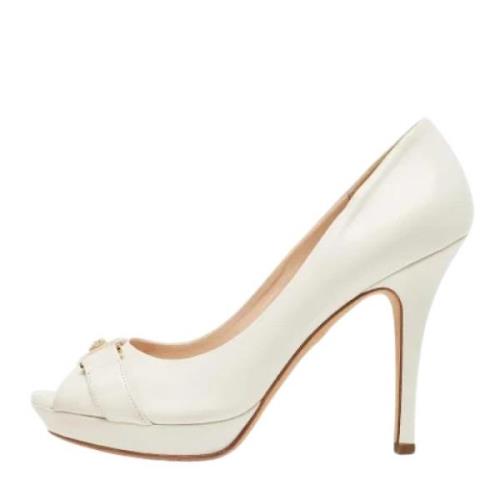 Pre-owned Leather heels Versace Pre-owned , White , Dames