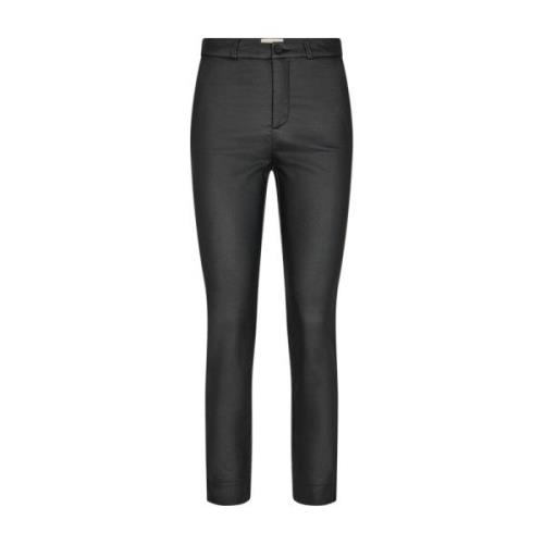 Leren enkelbroek met zakken Freequent , Black , Dames