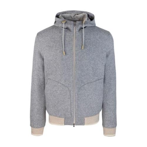 Grijze Zip Hoodie Wolmix Lubiam , Gray , Heren