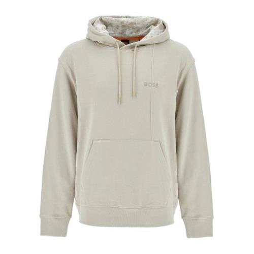 Hoodie met logo borduursel Boss , Beige , Heren