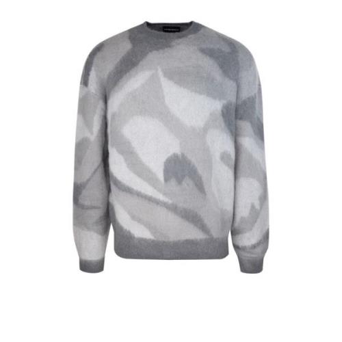 Camouflage Sweater Grijs Emporio Armani , Gray , Heren