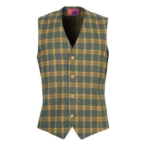 Gele Tartan Vest Italiaanse Stijl Gallo , Multicolor , Heren