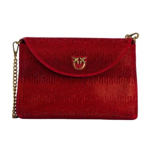 Leren Crossbody Tas Dames Pinko , Red , Dames