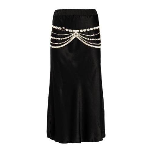 Elegante Lange Zwarte Rok met Juwelen Pinko , Black , Dames