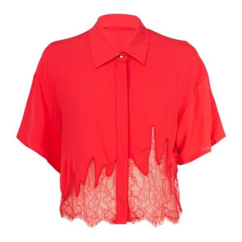 Elegante Zomerblouse met Kantinzetten Patrizia Pepe , Pink , Dames