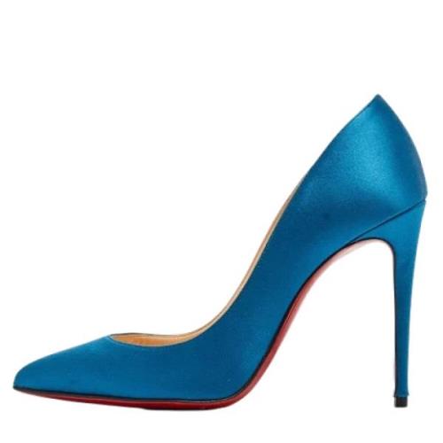 Pre-owned Satin heels Christian Louboutin Pre-owned , Blue , Dames