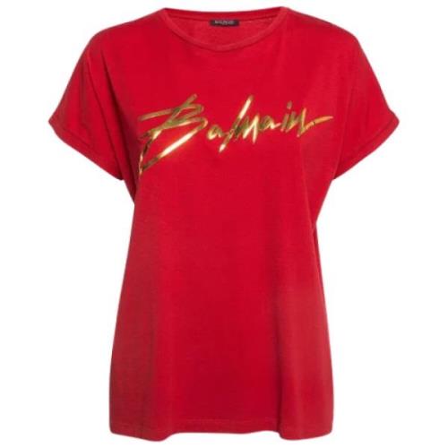 Pre-owned Cotton tops Balmain Pre-owned , Red , Dames