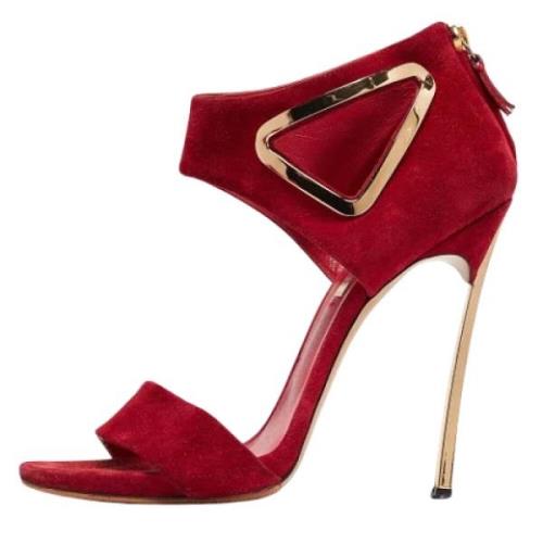 Pre-owned Suede sandals Casadei Pre-owned , Red , Dames