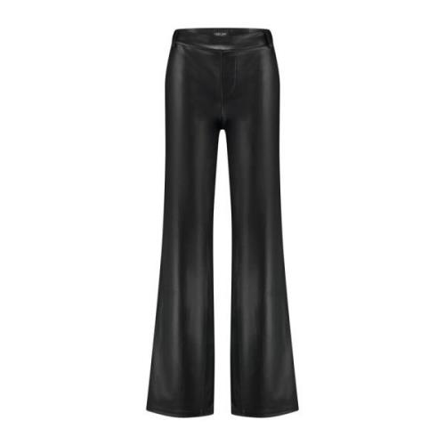 Wijde Pijp Nep Leren Broek Lady Day , Black , Dames