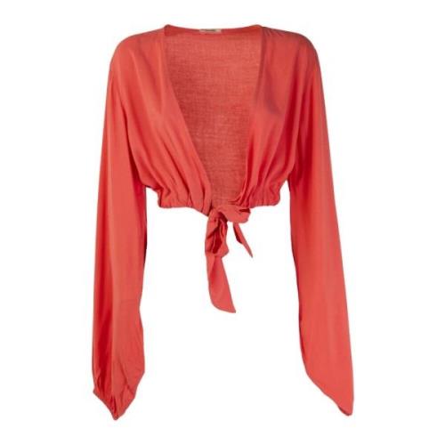 Rode zomerblouse met lange mouwen Fracomina , Red , Dames