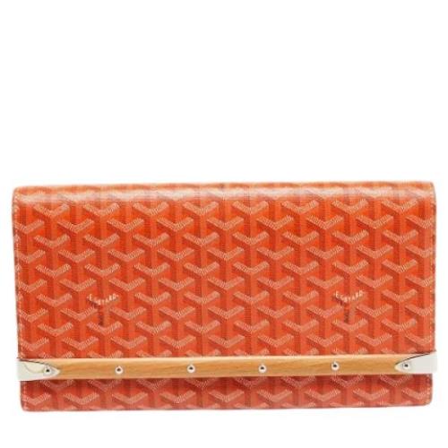 Pre-owned Leather clutches Goyard Vintage , Orange , Dames