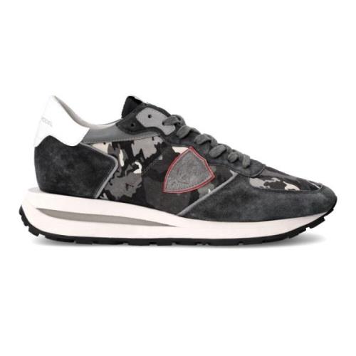 Grijze Camo Hoge Top Hardloopschoenen Philippe Model , Gray , Heren