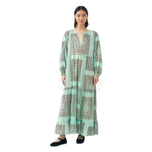 Katoenen voile print maxi jurk Nalii Antik Batik , Blue , Dames