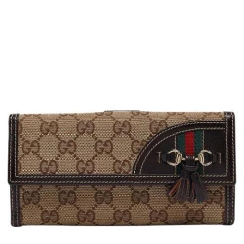 Pre-owned Canvas wallets Gucci Vintage , Beige , Dames