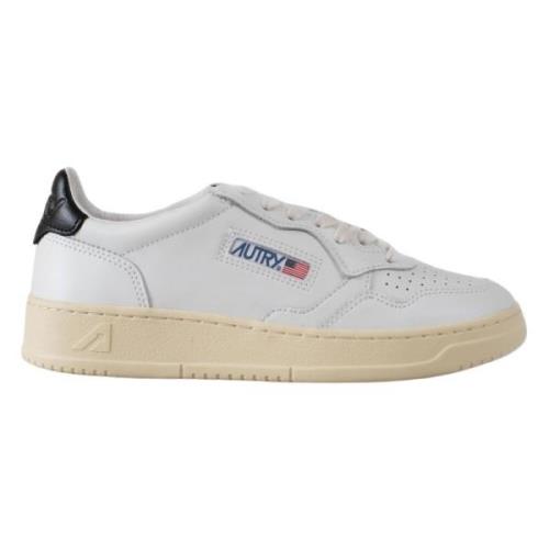 Beige en wit leren sneakers Autry , White , Dames