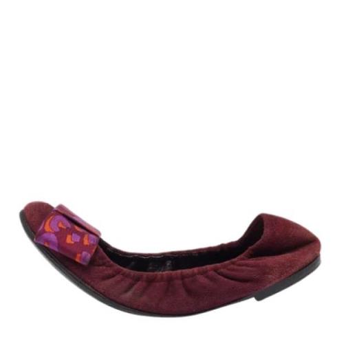 Pre-owned Suede flats Louis Vuitton Vintage , Red , Dames