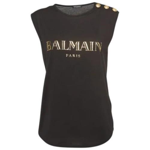 Pre-owned Cotton tops Balmain Pre-owned , Black , Dames