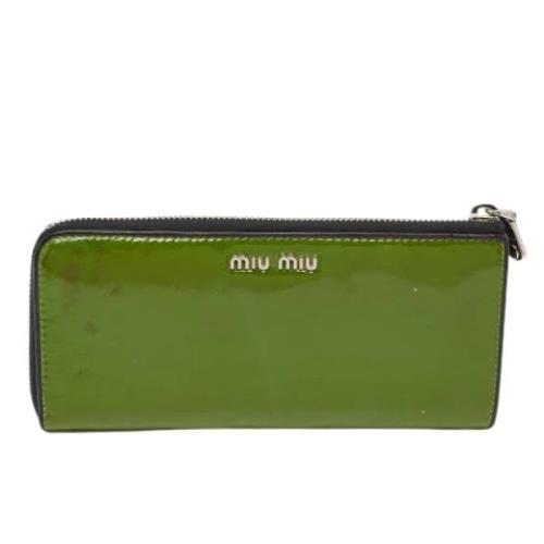 Pre-owned Leather wallets Miu Miu Pre-owned , Green , Dames