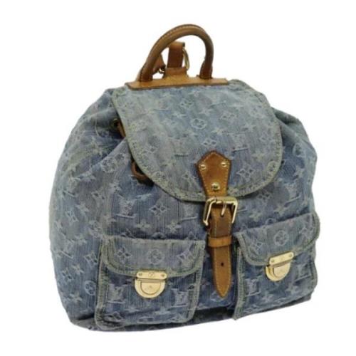 Pre-owned Denim backpacks Louis Vuitton Vintage , Blue , Dames