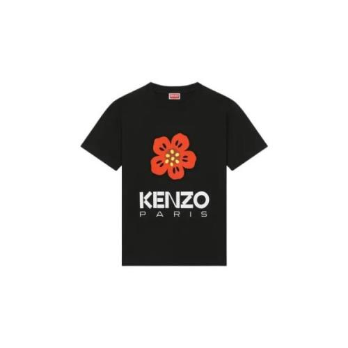 Boke Flower Placed T-shirt Zwart Kenzo , Black , Dames