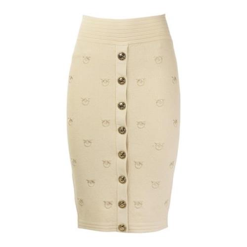 Elegante Beige Jacquard Piquet Rok Pinko , Beige , Dames