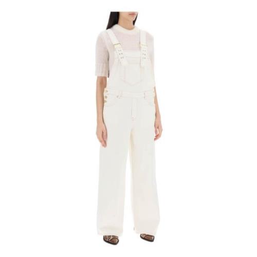 Denim Overall Jumpsuit Ganni , White , Dames